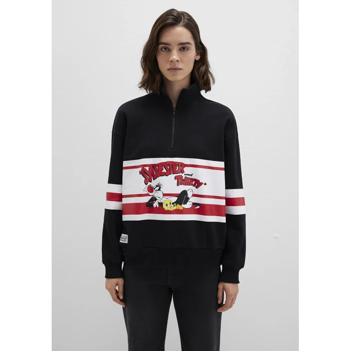 Mavi 1S10472-900 Tom And Jerry Baskılı Siyah Sweatshirt