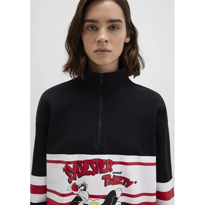 Mavi 1S10472-900 Tom And Jerry Baskılı Siyah Sweatshirt