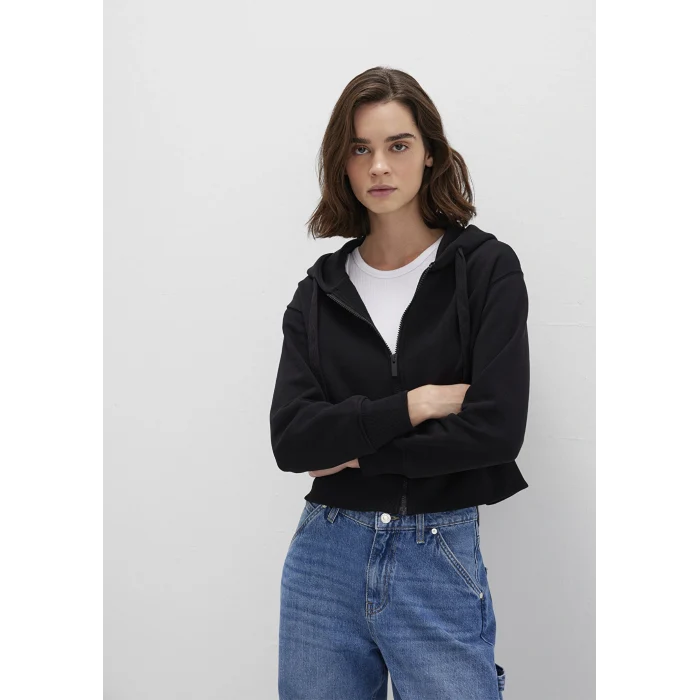 Mavi 1S10388-900 Kapüşonlu Siyah Basic Crop Sweatshirt