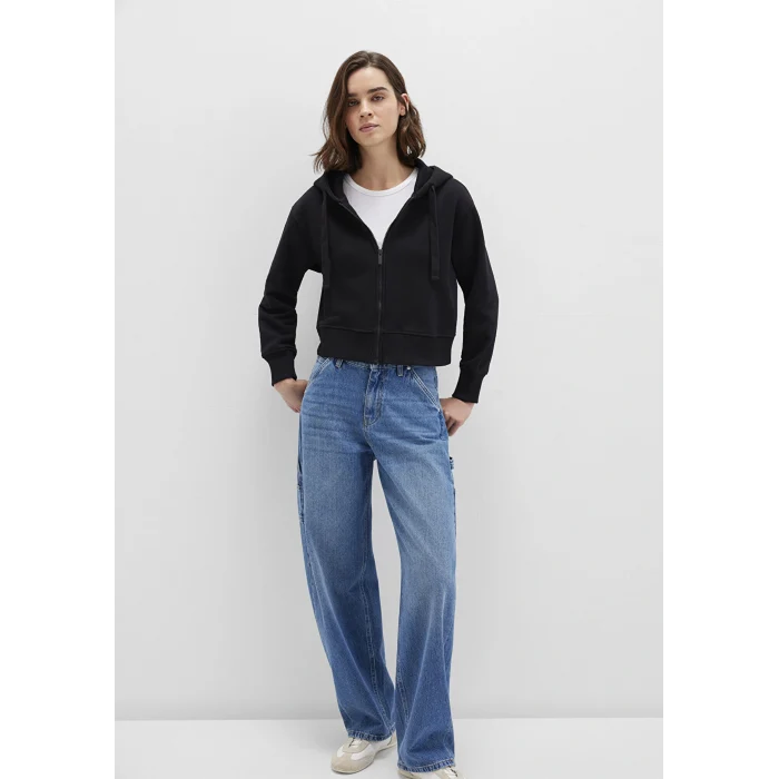 Mavi 1S10388-900 Kapüşonlu Siyah Basic Crop Sweatshirt