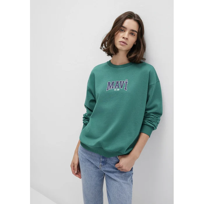 Mavi 1S10372-71918 Mavi Logo Baskılı Yeşil Sweatshirt