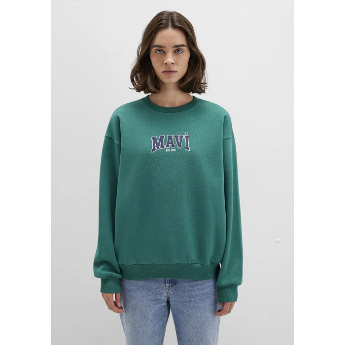 Mavi 1S10372-71918 Mavi Logo Baskılı Yeşil Sweatshirt