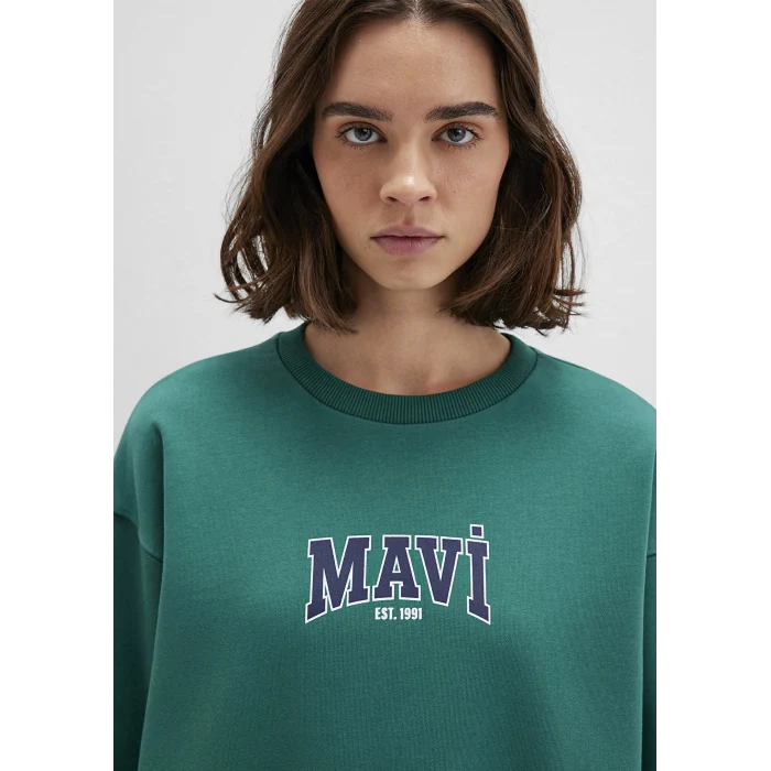 Mavi 1S10372-71918 Mavi Logo Baskılı Yeşil Sweatshirt