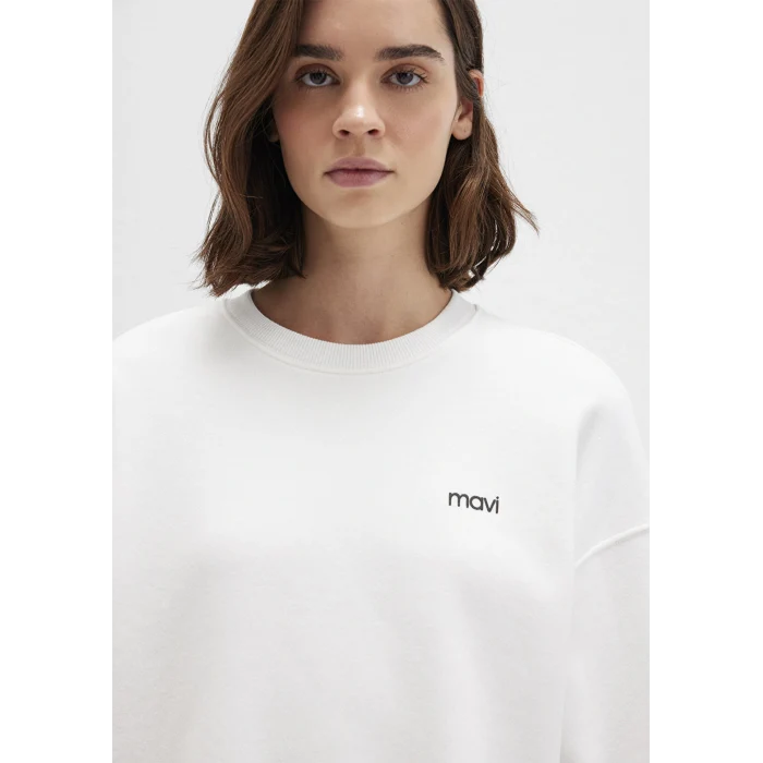 Mavi 1S10490-70057 Mavi Logo Baskılı Ekru Sweatshirt