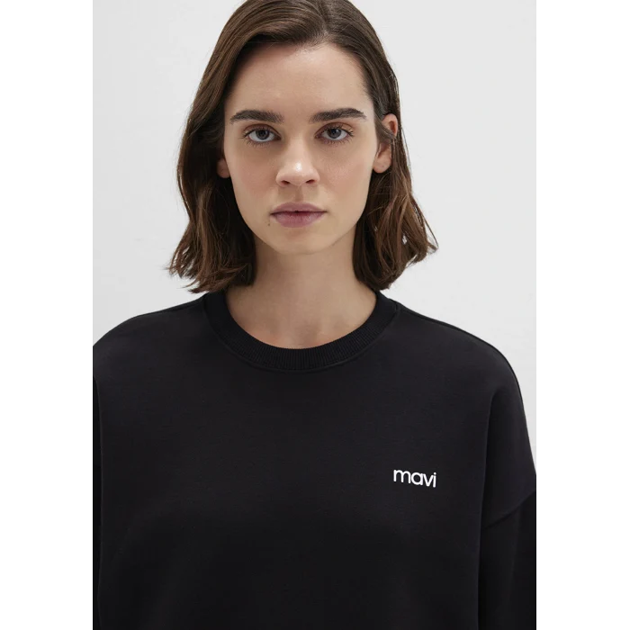 Mavi 1S10490-900 Mavi Logo Baskılı Siyah Sweatshirt