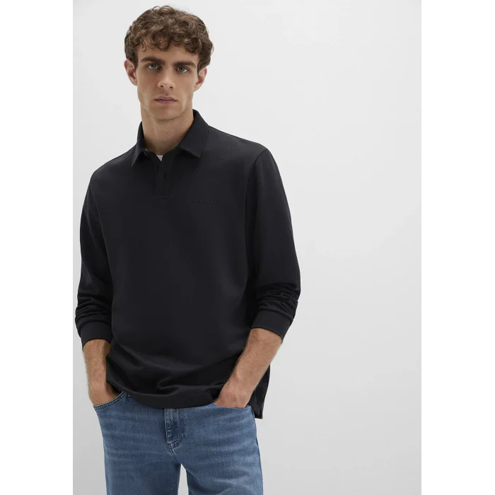 Mavi 0613043-900 Düğme Detaylı Siyah Polo Tişört