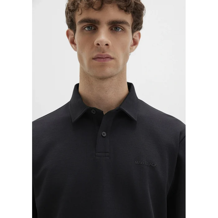 Mavi 0613043-900 Düğme Detaylı Siyah Polo Tişört