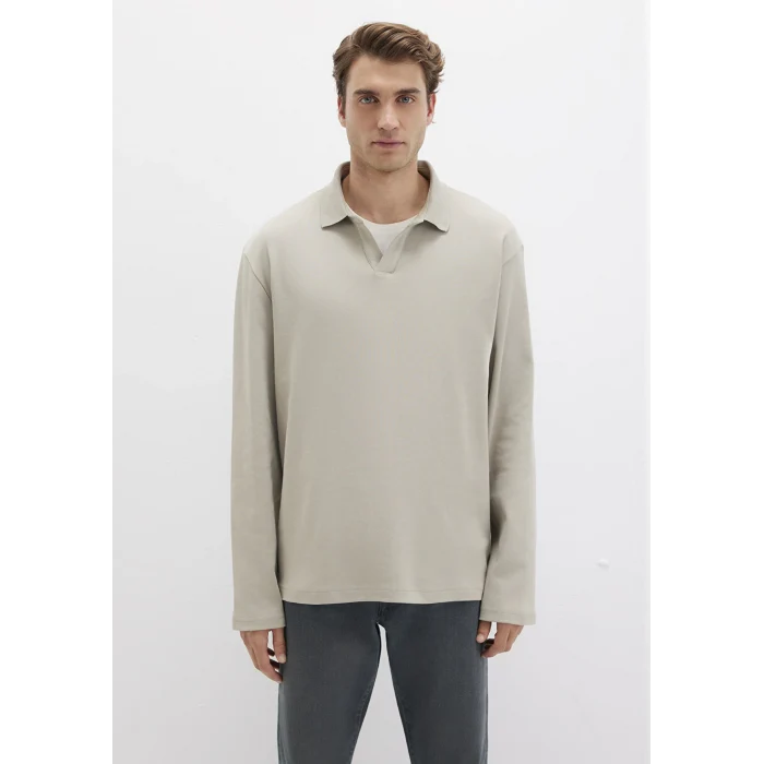 Mavi 0613114-70154 Uzun Kollu Bej Polo Tişört