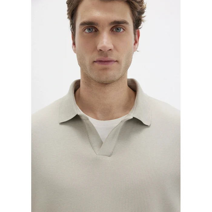 Mavi 0613114-70154 Uzun Kollu Bej Polo Tişört