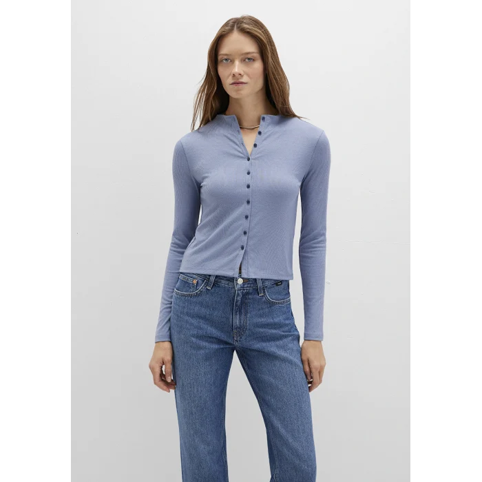 Mavi 1613695-86802 Düğme Detaylı Mavi Tişört