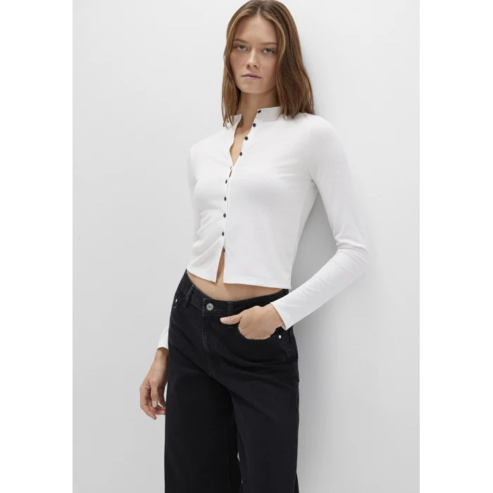 Mavi 1613695-70057 Düğme Detaylı Ekru Tişört