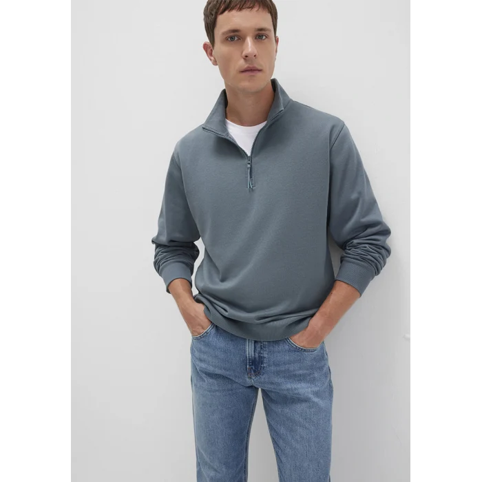 Mavi 0S10278-80889 Yarı Fermuarlı Mavi Basic Sweatshirt