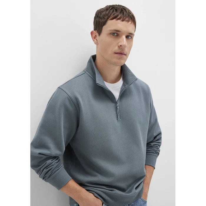 Mavi 0S10278-80889 Yarı Fermuarlı Mavi Basic Sweatshirt