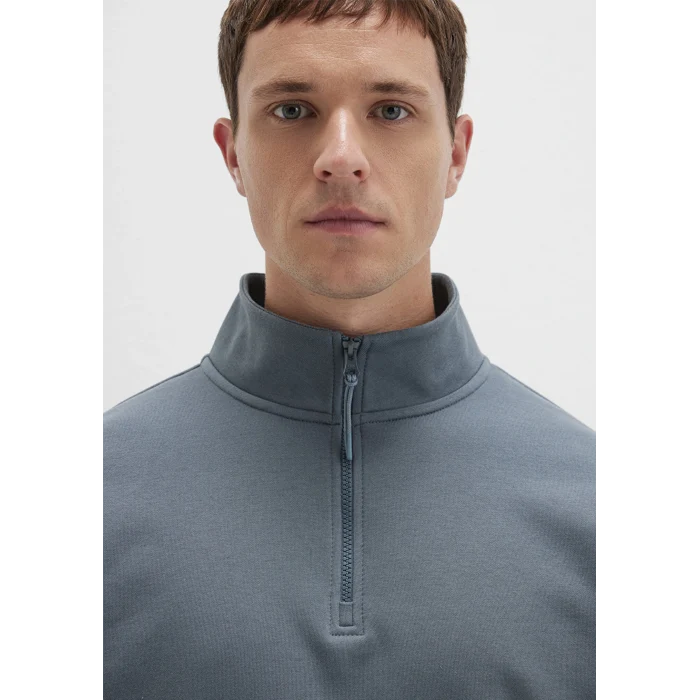 Mavi 0S10278-80889 Yarı Fermuarlı Mavi Basic Sweatshirt