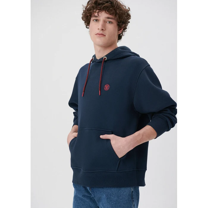 Mavi 065809-29743 Mavi Logo Nakışlı Kapüşonlu Lacivert Sweatshirt