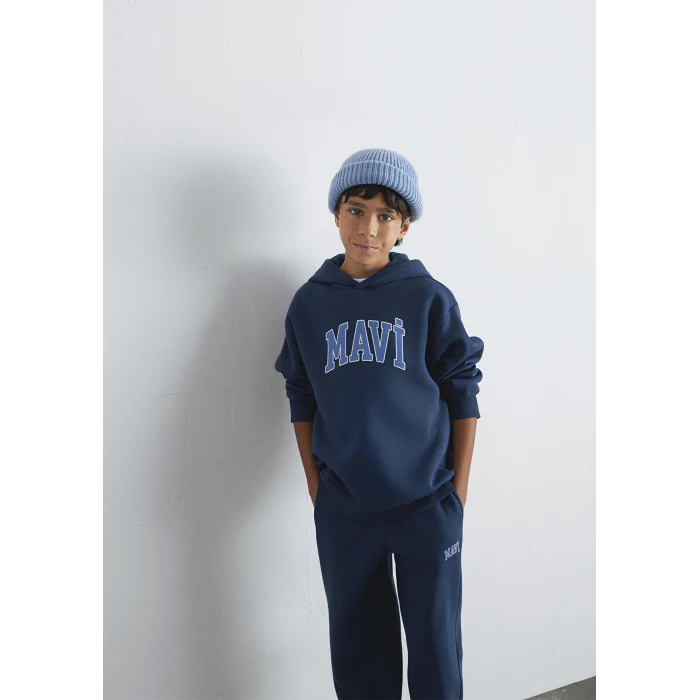 Mavi 6610110-70720 Mavi Logo Baskılı Lacivert Kapüşonlu Sweatshirt