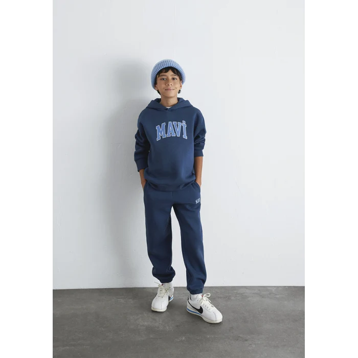 Mavi 6610110-70720 Mavi Logo Baskılı Lacivert Kapüşonlu Sweatshirt