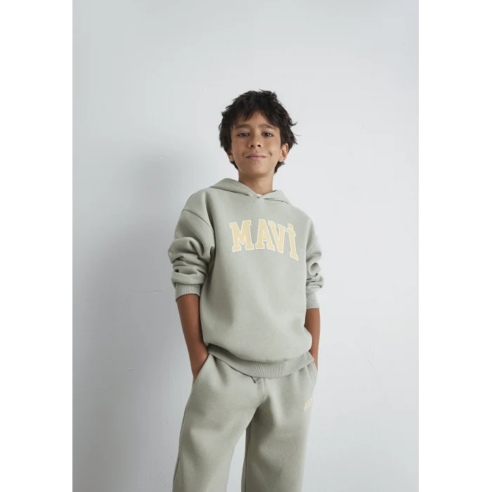 Mavi 6610110-70155 Mavi Logo Baskılı Kapüşonlu Yeşil Sweatshirt