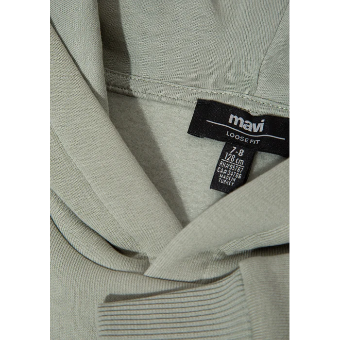 Mavi 6610110-70155 Mavi Logo Baskılı Kapüşonlu Yeşil Sweatshirt