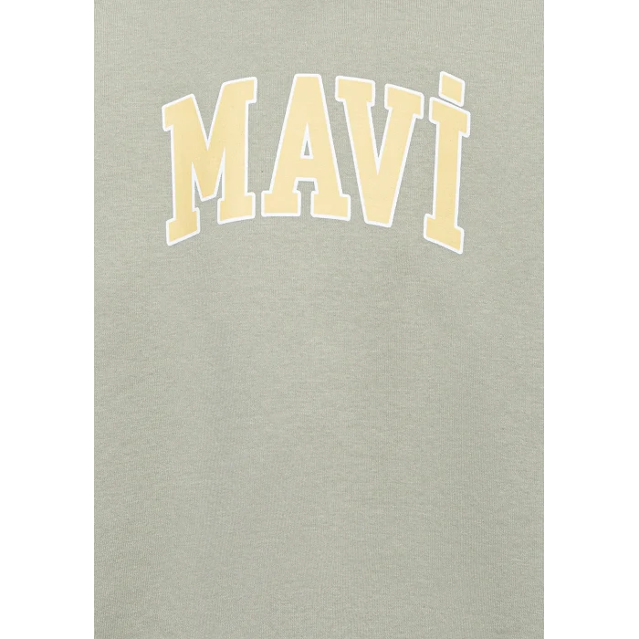 Mavi 6610110-70155 Mavi Logo Baskılı Kapüşonlu Yeşil Sweatshirt