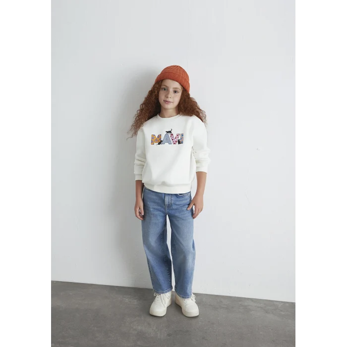 Mavi 7S10169-70057 Mavi Logo Kedi Baskılı Ekru Sweatshirt