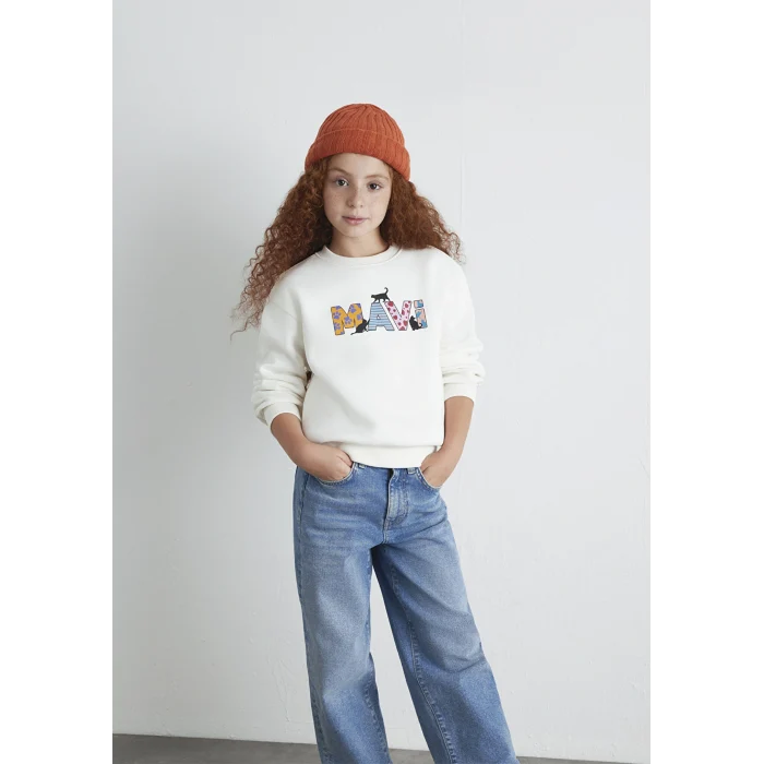 Mavi 7S10169-70057 Mavi Logo Kedi Baskılı Ekru Sweatshirt