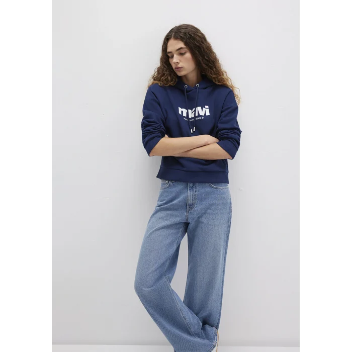 Mavi 168334-70488 Mavi Logo Baskılı Kapüşonlu Lacivert Sweatshirt