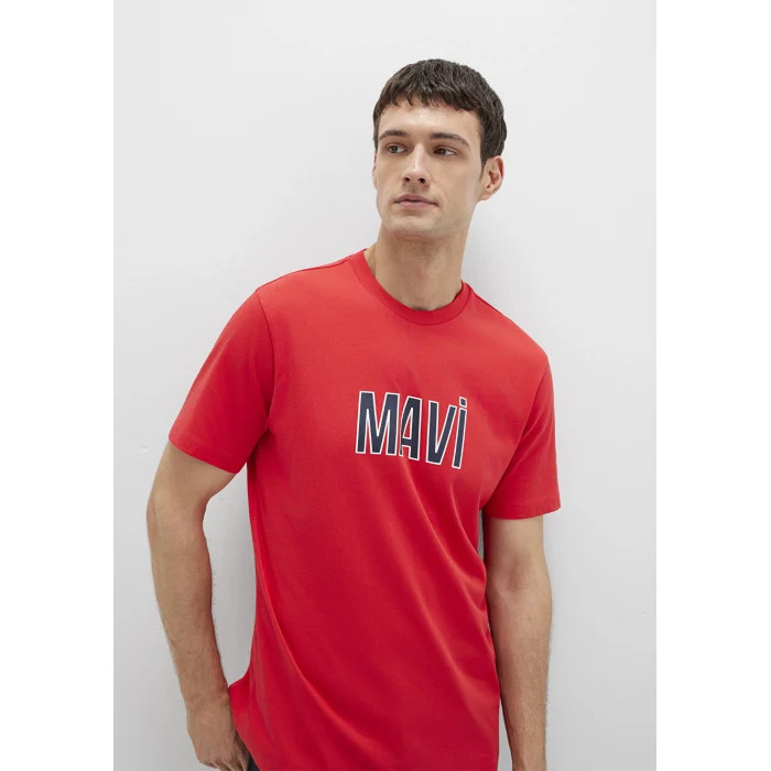 Mavi 066842-33099 Mavi Logo Baskılı Kırmızı Tişört