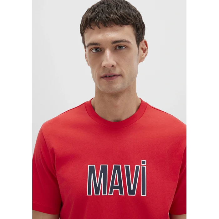 Mavi 066842-33099 Mavi Logo Baskılı Kırmızı Tişört