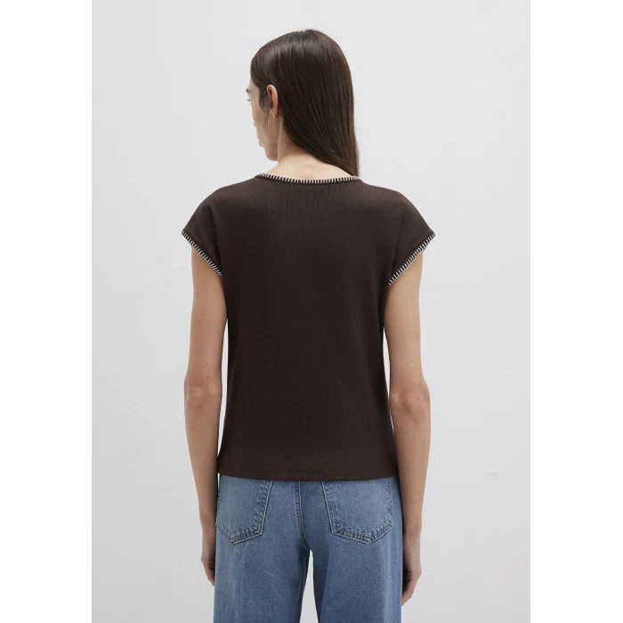 Mavi 1613696-70236 Şerit Detaylı Kahverengi Tişört