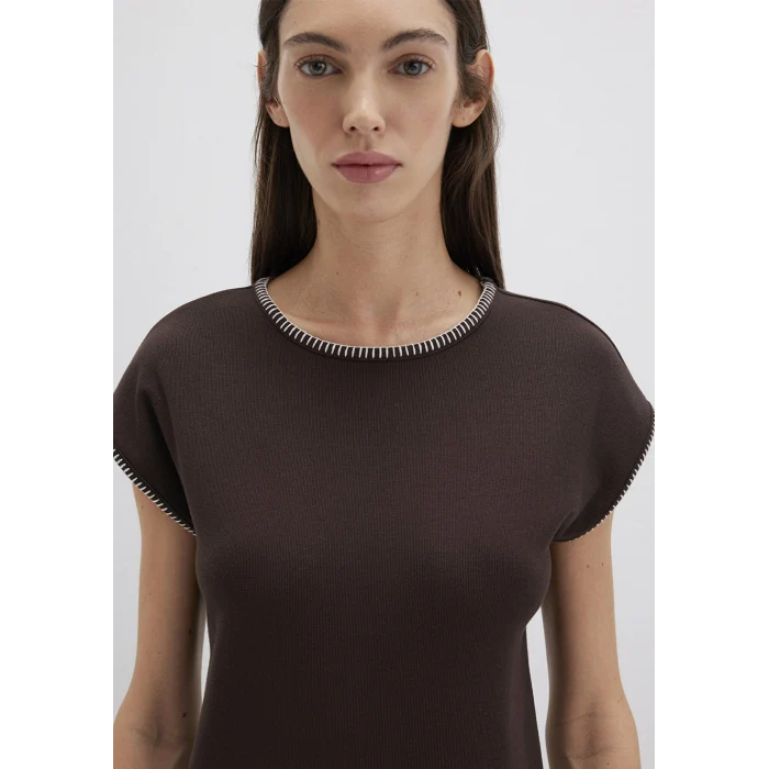 Mavi 1613696-70236 Şerit Detaylı Kahverengi Tişört