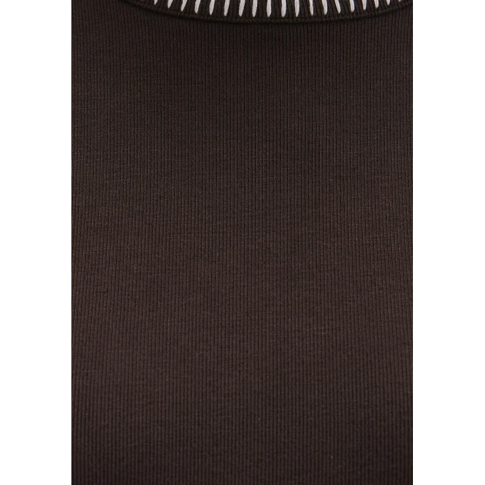 Mavi 1613696-70236 Şerit Detaylı Kahverengi Tişört