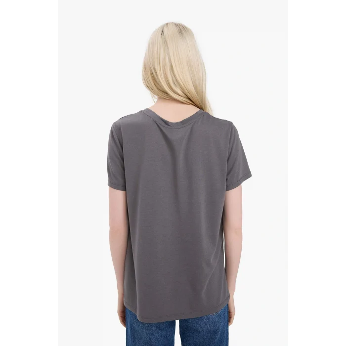 Defacto E5145 Gri Regular Fit Bisiklet Yaka Baskılı Kısa Kollu Tişört