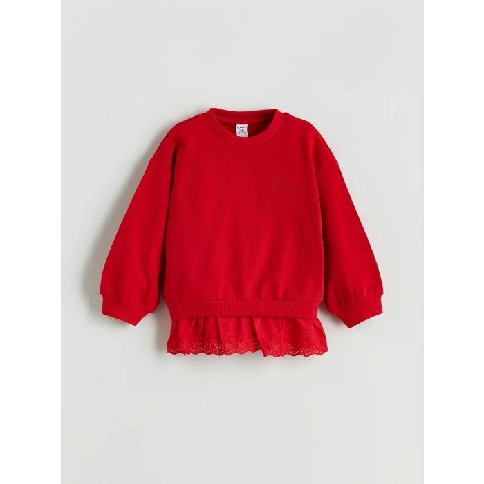 LCW Kids Kırmızı Fisto Detaylı Kız Çocuk Sweatshirt