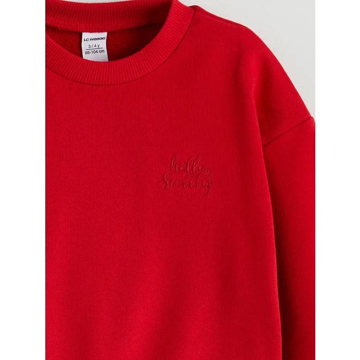LCW Kids Kırmızı Fisto Detaylı Kız Çocuk Sweatshirt