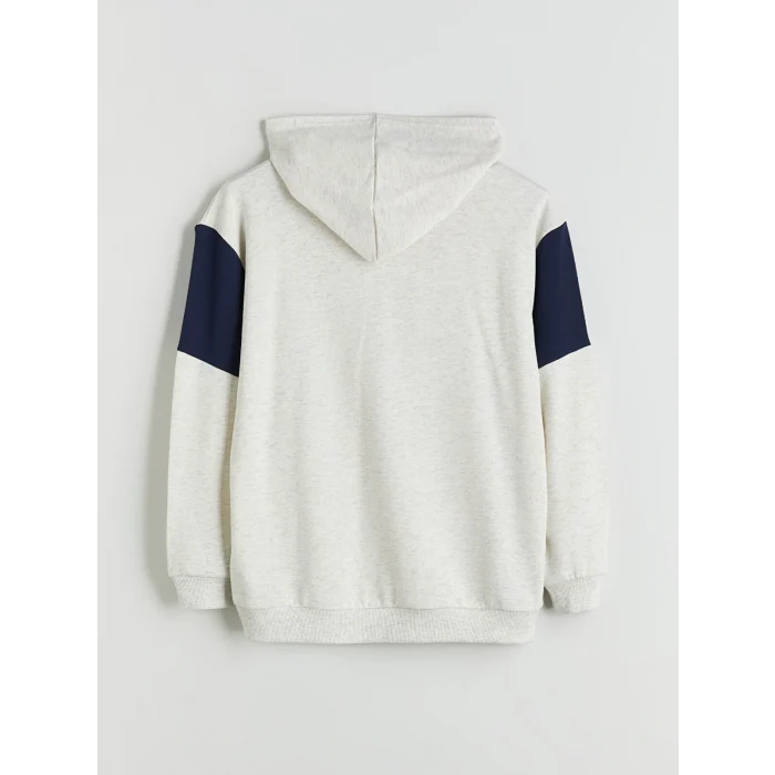 LCW Kids Ekru Kapüşonlu New York Baskılı Erkek Çocuk Sweatshirt