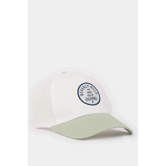 Defacto W8596 Turkuaz Erkek Renk Bloklu Pamuklu Cap Şapka