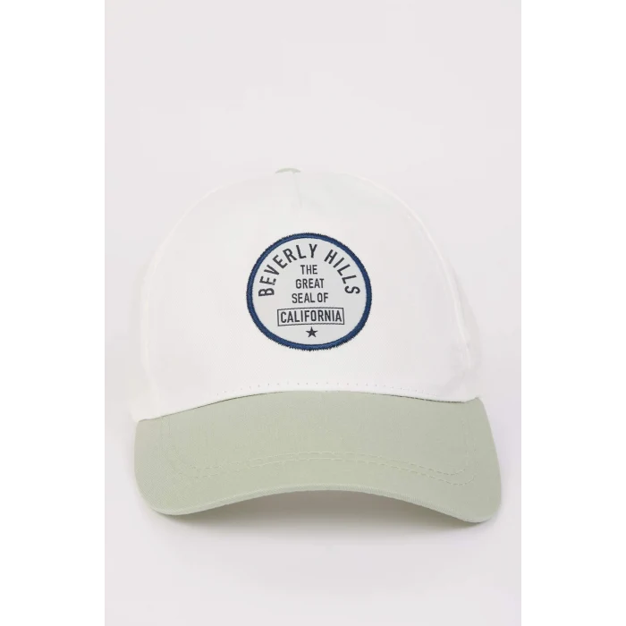 Defacto W8596 Turkuaz Erkek Renk Bloklu Pamuklu Cap Şapka