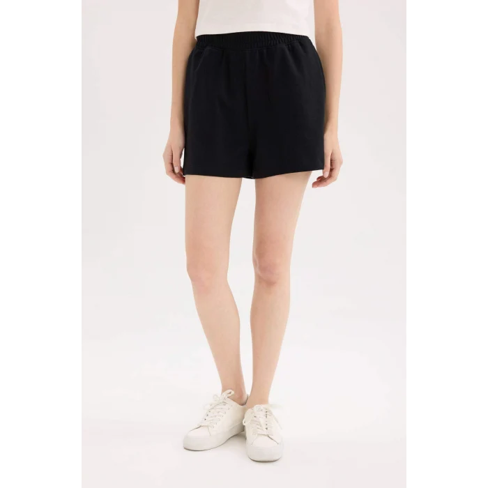 Defacto U3357 Siyah 	Beli Lastikli Cepli Düz Paça Şort
