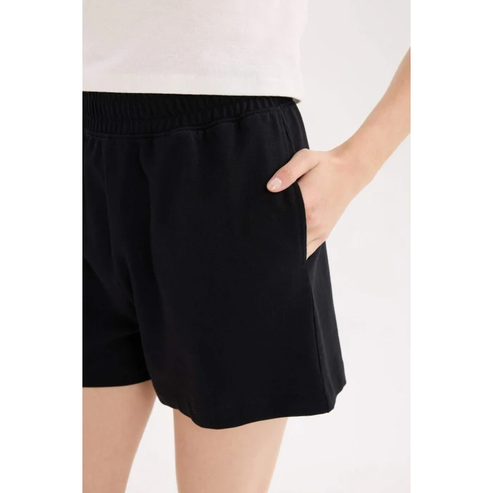 Defacto U3357 Siyah 	Beli Lastikli Cepli Düz Paça Şort