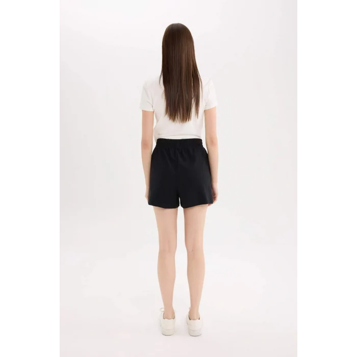 Defacto U3357 Siyah 	Beli Lastikli Cepli Düz Paça Şort