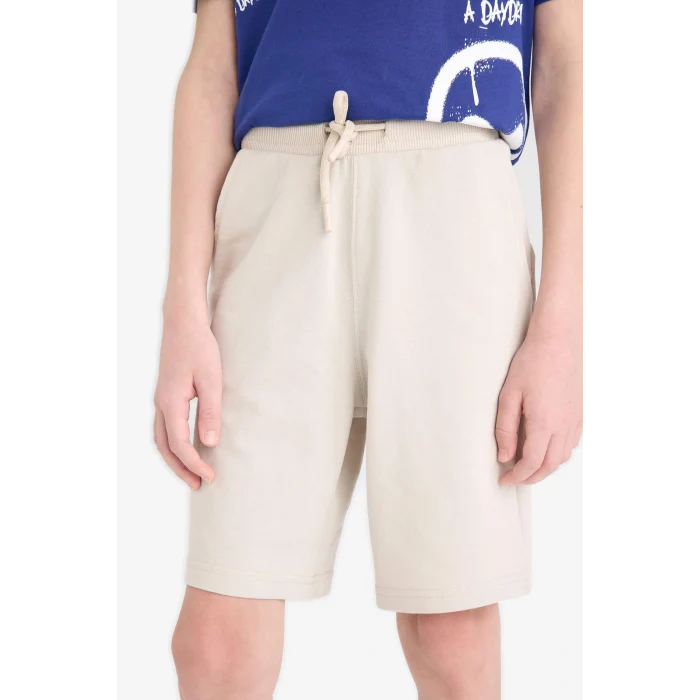 Defacto B5867 Gri Erkek Çocuk Beli Lastikli Basic Düz Şort