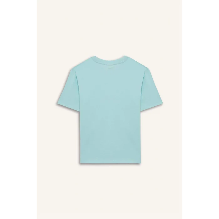 Defacto E0098 Turkuaz Erkek Çocuk Bisiklet Yaka Baskılı Kısa Kollu Tişört