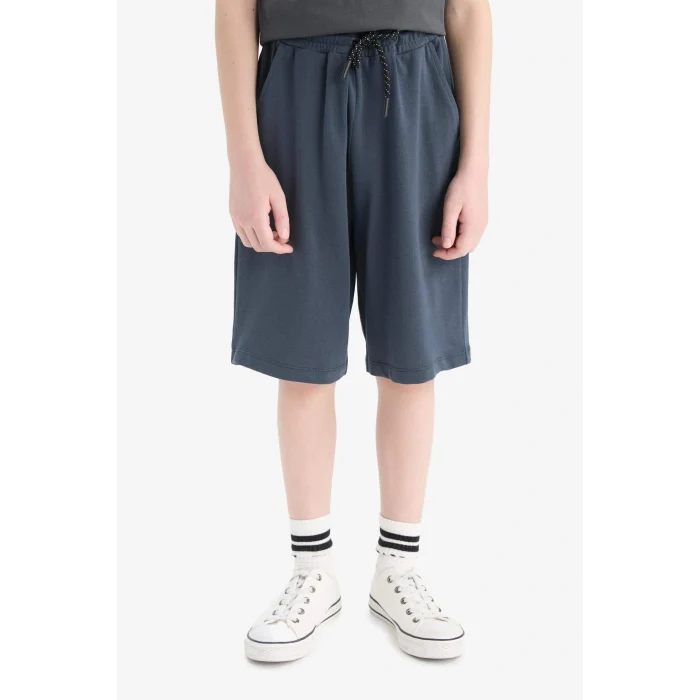 Defacto E0161 Gri Erkek Çocuk Beli Lastikli Basic Düz Şort