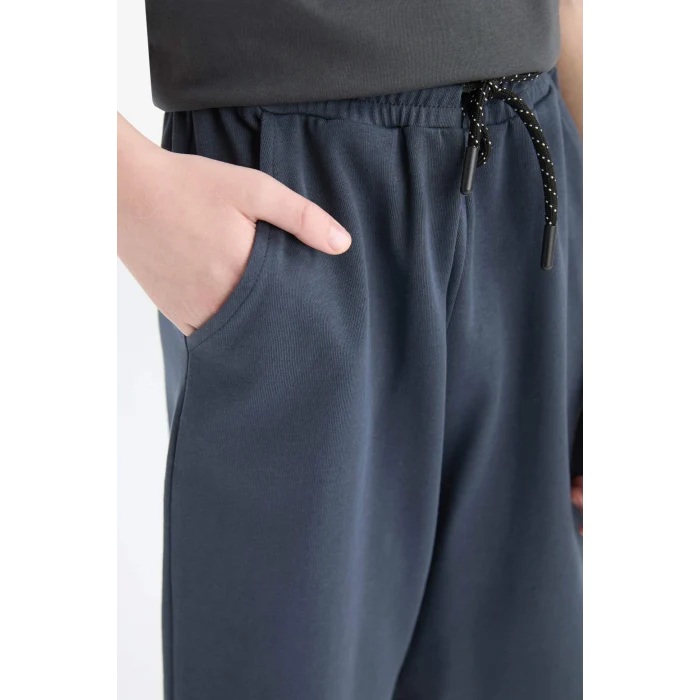 Defacto E0161 Gri Erkek Çocuk Beli Lastikli Basic Düz Şort