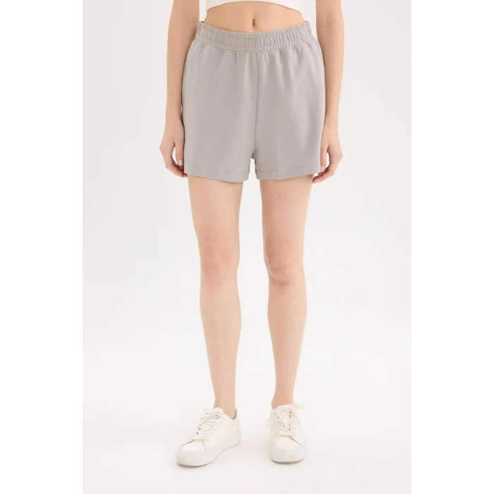 Defacto U3357 Gri 	Beli Lastikli Cepli Düz Paça Şort