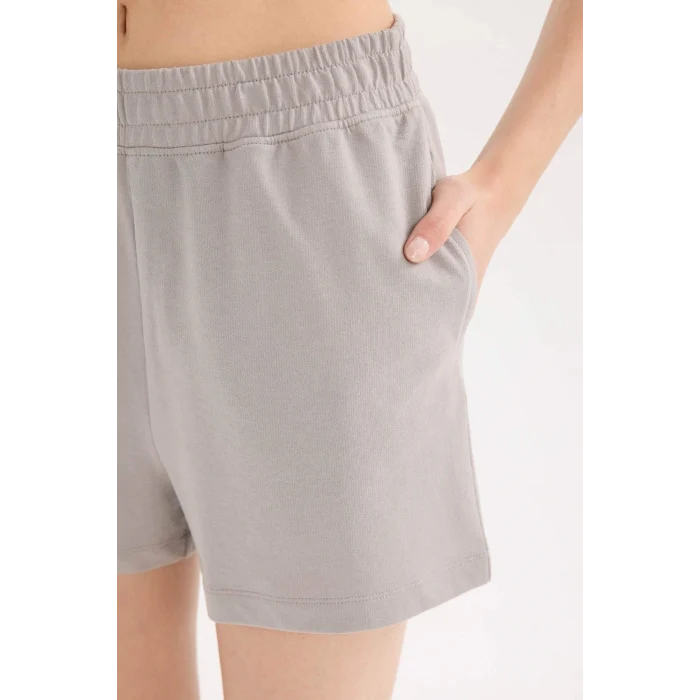 Defacto U3357 Gri 	Beli Lastikli Cepli Düz Paça Şort