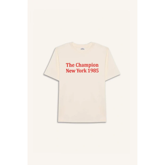 Defacto E0078 Beyaz Erkek Çocuk Bisiklet Yaka Baskılı Kısa Kollu Tişört