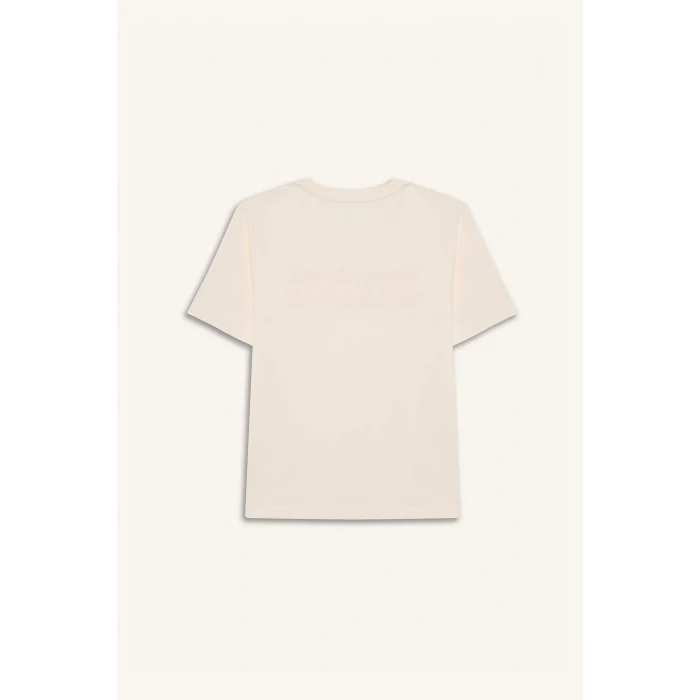 Defacto E0078 Beyaz Erkek Çocuk Bisiklet Yaka Baskılı Kısa Kollu Tişört