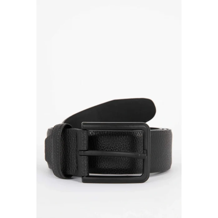 Defacto V0624 Siyah Erkek Dikdörtgen Toka Suni Deri Klasik Kemer